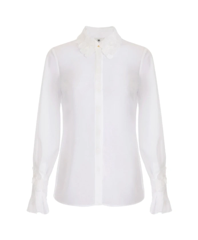 Полупрозрачная рубашка с цветочной вышивкой Elisabetta Franchi, белый
Полупрозрачная рубашка с цветочной вышивкой Elisabetta Franchi, белый