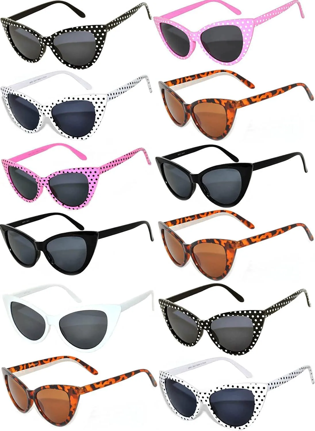 OWL Набор из 12 солнцезащитных очков «кошачий глаз» для женщин – защита от ультрафиолета UV400, ретро-винтажные очки, разные цвета и узоры, 12 Pair Mix #3
OWL Набор из 12 солнцезащитных очков «кошачий глаз» для женщин – защита от ультрафиолета UV400, ретро-винтажные очки, разные цвета и узоры, 12 Pair Mix #3
