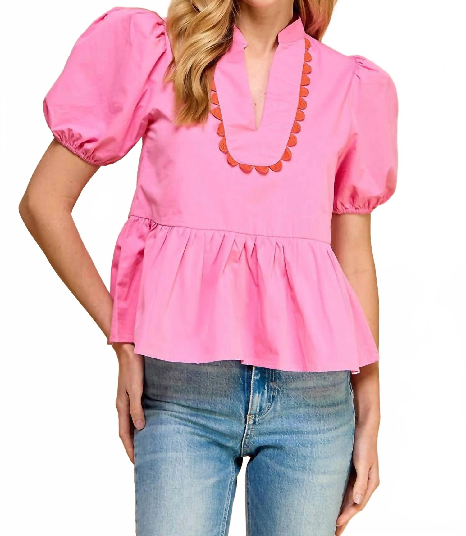 Розовый топ с рукавами-фонариками и отделкой ришелье Fate by LFD
Розовый топ с рукавами-фонариками и отделкой ришелье Fate by LFD