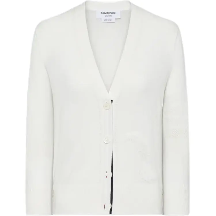 Кардиган из хлопка с интарсией feather THOM BROWNE, белый
Кардиган из хлопка с интарсией feather THOM BROWNE, белый