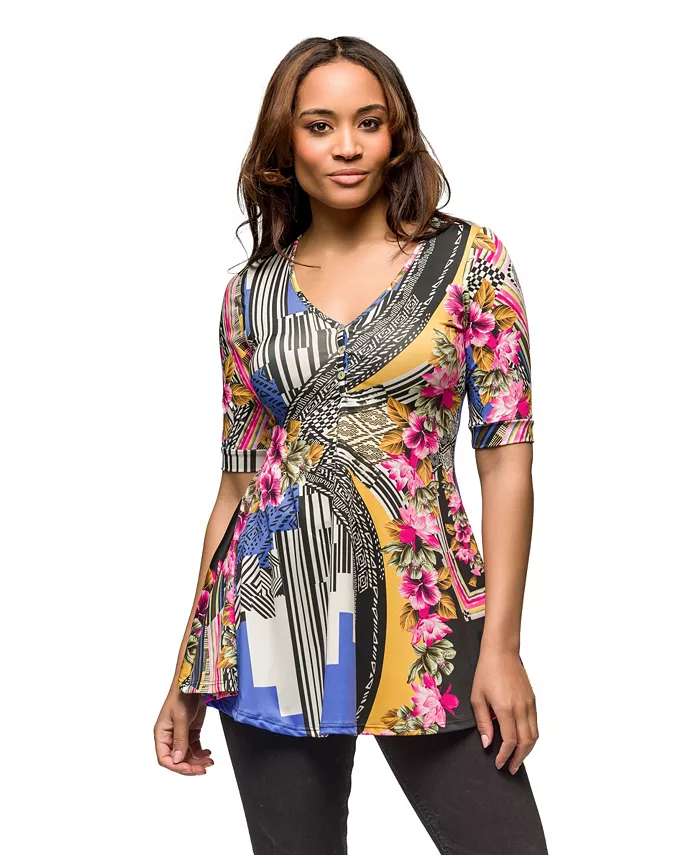 Женский разноцветный туник-топ с цветочным принтом, V-образным вырезом и рукавом 3/4 в стиле Henley 24seven Comfort Apparel, мультиколор
Женский разноцветный туник-топ с цветочным принтом, V-образным вырезом и рукавом 3/4 в стиле Henley 24seven Comfort Apparel, мультиколор
