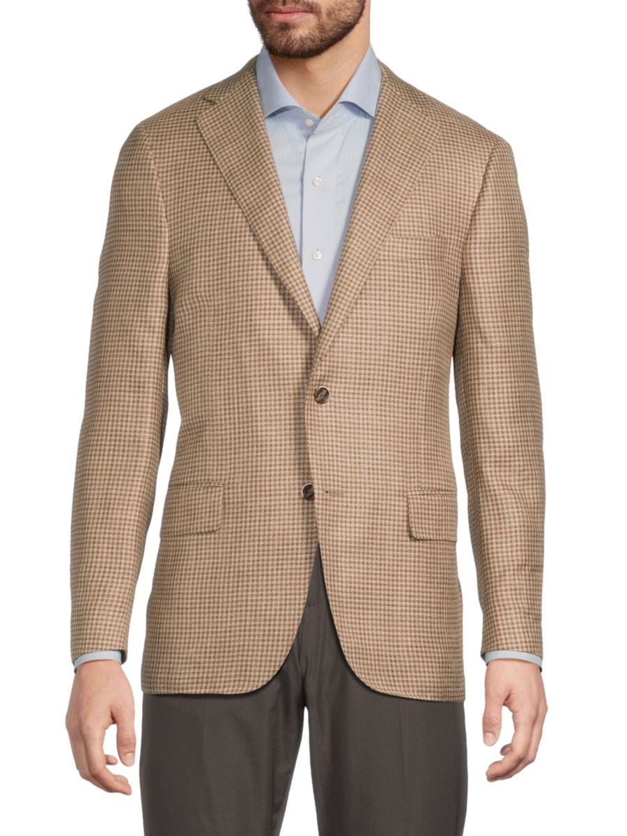 Спортивное пальто современного кроя из шерсти, шелка и льна с узором гусиная лапка Heritage Gold, желто-коричневый 
Спортивное пальто современного кроя из шерсти, шелка и льна с узором гусиная лапка Heritage Gold, желто-коричневый