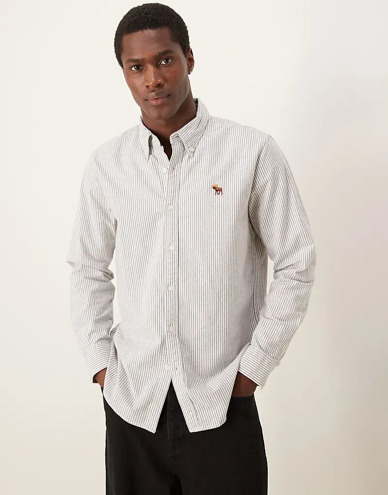 Рубашка оксфорд с логотипом и полосками серого цвета Abercrombie & Fitch
Рубашка оксфорд с логотипом и полосками серого цвета Abercrombie & Fitch