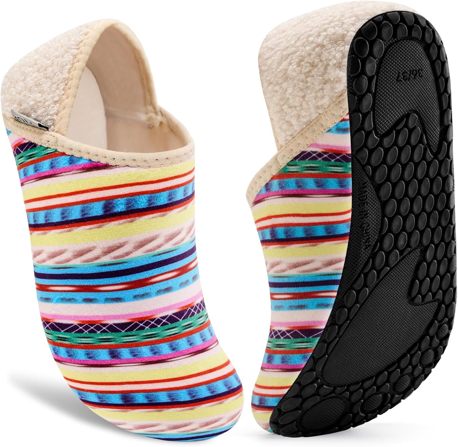 Домашние тапочки VIFUUR для женщин и мужчин, носки-тапочки для дома, уютные пушистые тапочки, подходящие для спальни и путешествий, Multicolored Stripes
Домашние тапочки VIFUUR для женщин и мужчин, носки-тапочки для дома, уютные пушистые тапочки, подходящие для спальни и путешествий, Multicolored Stripes