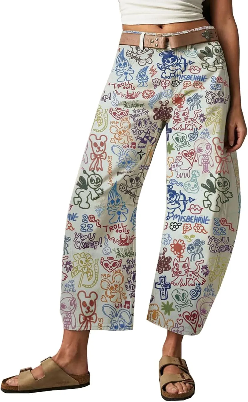 Женские джинсы с принтом, прямые широкие SHAREYOIU
Женские джинсы с принтом, прямые широкие SHAREYOIU