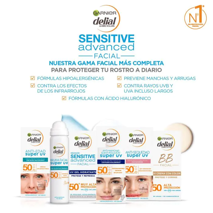 Солнцезащитный крем delial sensitive advanced crema facial ácido hialurónico spf50+ Garnier, объем 40 мл
Солнцезащитный крем delial sensitive advanced crema facial ácido hialurónico spf50+ Garnier, объем 40 мл