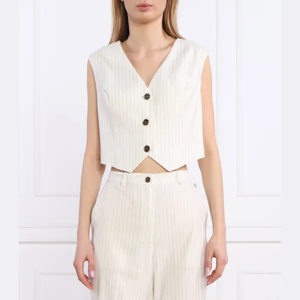 Укороченный льняной жилет Dina стандартного кроя Guess, бежевый 
Укороченный льняной жилет Dina стандартного кроя Guess, бежевый