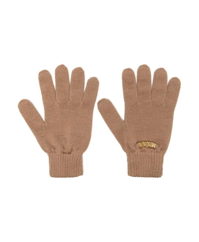 Шерстяные вязаные перчатки с золотым логотипом Moschino, коричневый
Шерстяные вязаные перчатки с золотым логотипом Moschino, коричневый