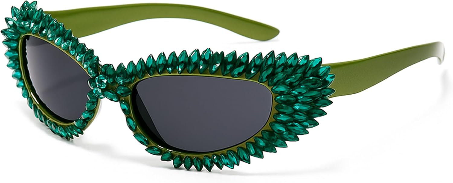Женские солнцезащитные очки Bullabulling с блестками и стразами в стиле «кошачий глаз», ретро-очки в стиле 2000-х, солнцезащитные очки UV400 для фестивалей и вечеринок, Green
Женские солнцезащитные очки Bullabulling с блестками и стразами в стиле «кошачий глаз», ретро-очки в стиле 2000-х, солнцезащитные очки UV400 для фестивалей и вечеринок, Green