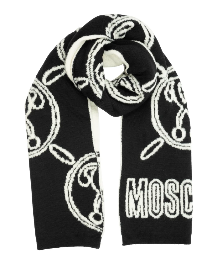 Шерстяной шарф с логотипом Moschino, черный
Шерстяной шарф с логотипом Moschino, черный