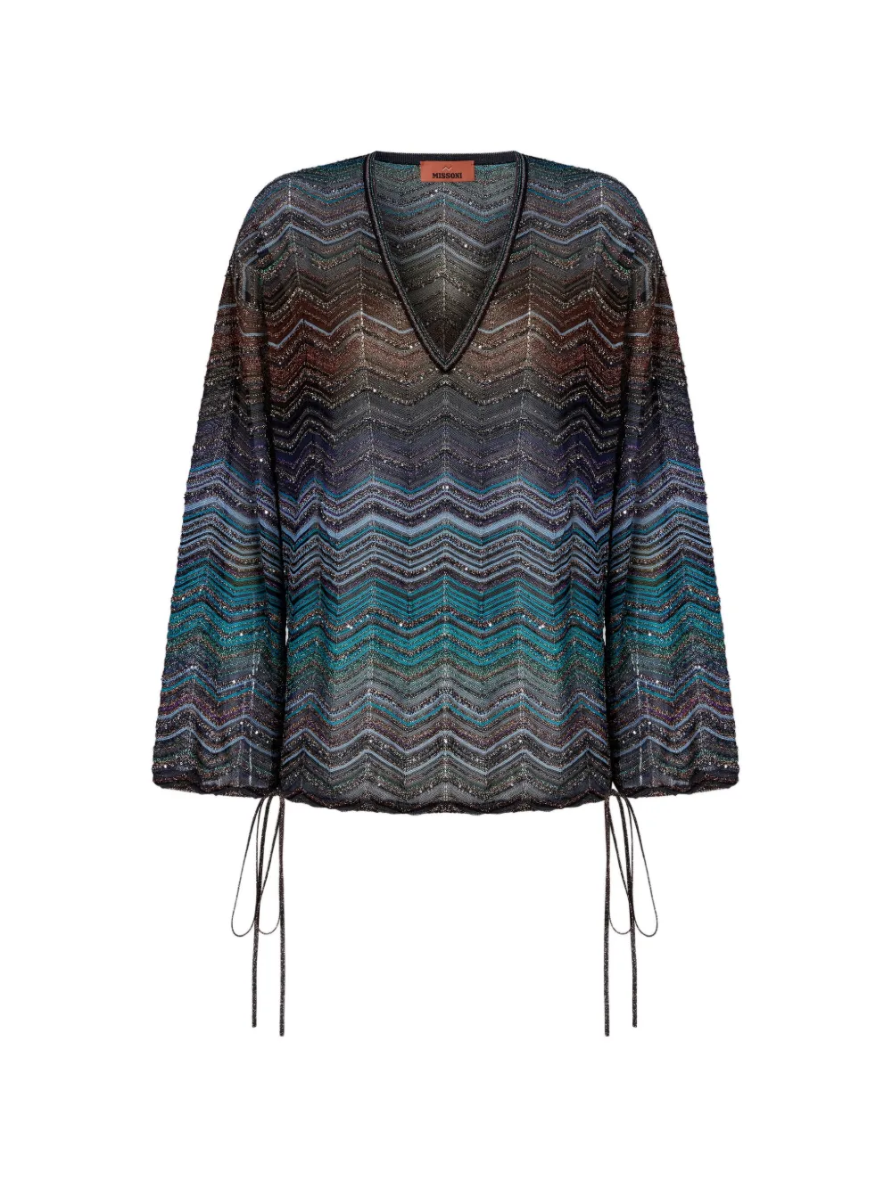 Блузка с узором "елочка" и завязками Missoni, коричневый
Блузка с узором "елочка" и завязками Missoni, коричневый