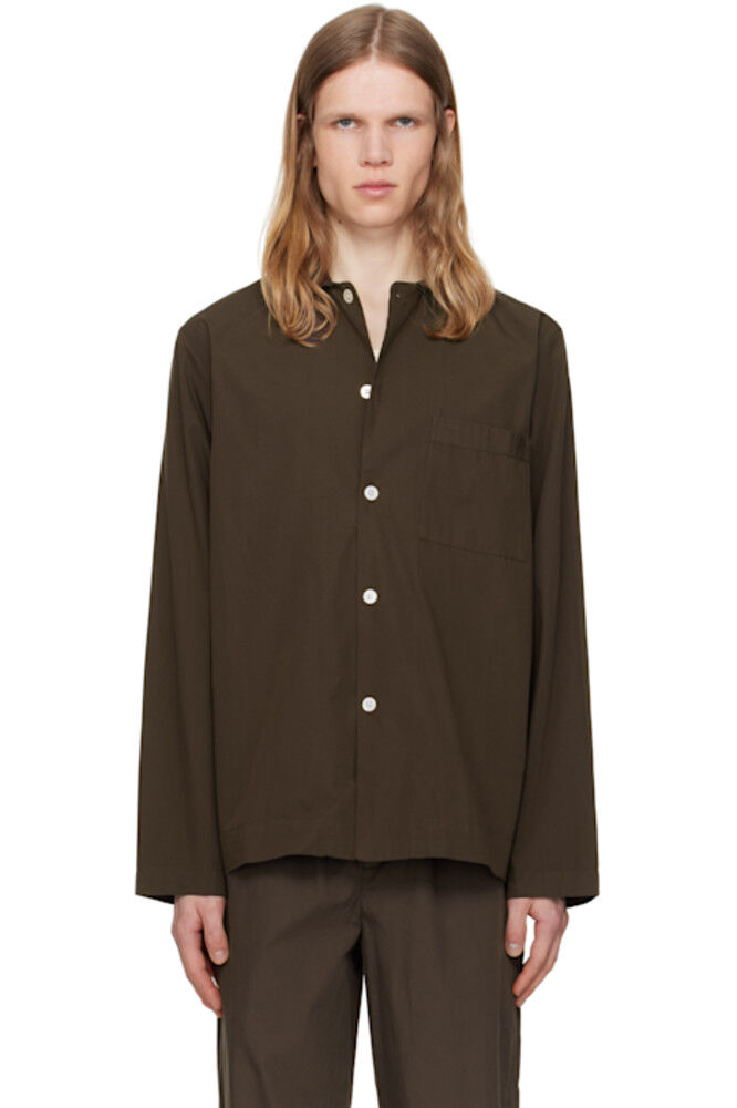 Пижамная рубашка из коричневого поплина с длинными рукавами Tekla
Пижамная рубашка из коричневого поплина с длинными рукавами Tekla