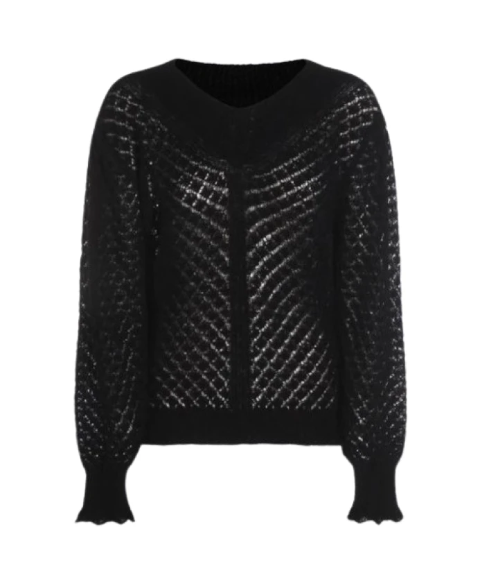 Черный ребристый вязаный свитер Twinset, черный
Черный ребристый вязаный свитер Twinset, черный