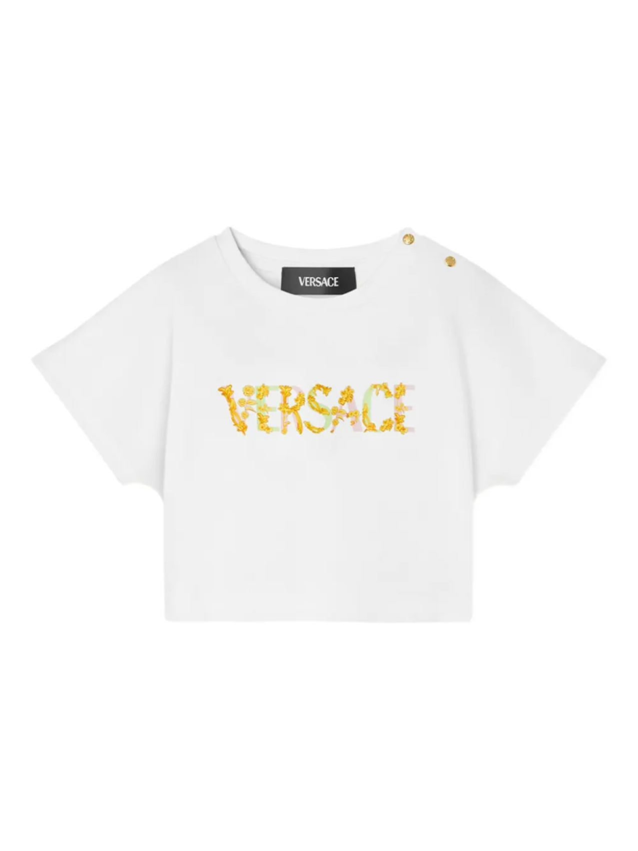 Укороченная футболка с логотипом Versace Kids, белый
Укороченная футболка с логотипом Versace Kids, белый