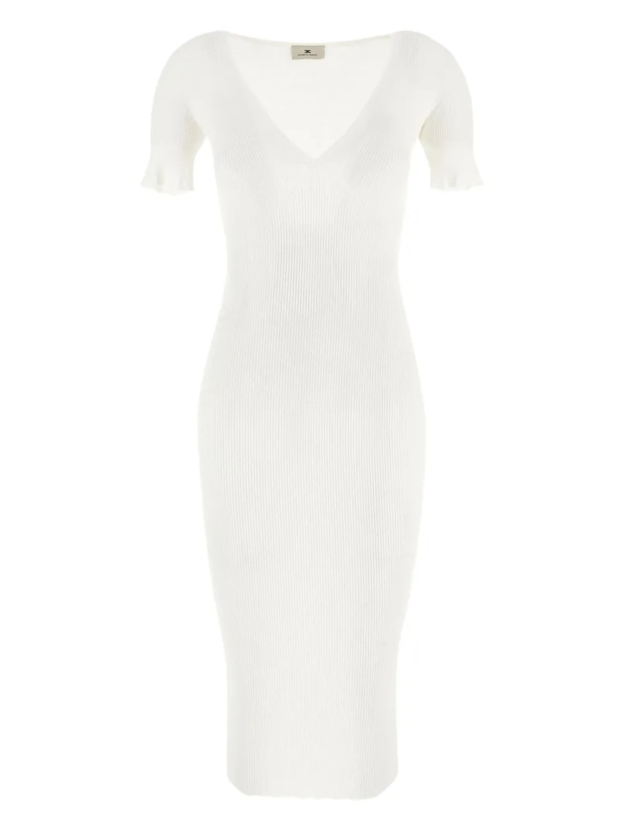 Платье миди из трикотажного полотна в рубчик Elisabetta Franchi, белый 
Платье миди из трикотажного полотна в рубчик Elisabetta Franchi, белый