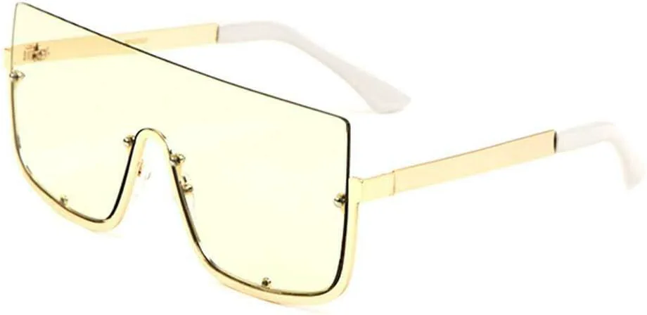 Солнцезащитные очки класса люкс с плоской верхней частью, квадратной оправой, полуободковым дизайном, цельной линзой Dweebzilla, Gold Metallic & White Frame
Солнцезащитные очки класса люкс с плоской верхней частью, квадратной оправой, полуободковым дизайном, цельной линзой Dweebzilla, Gold Metallic & White Frame