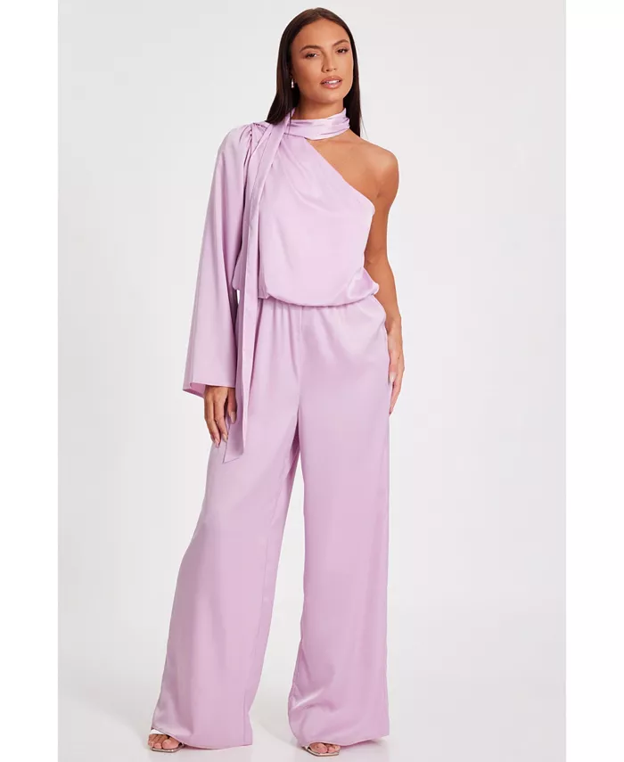 Женский комбинезон из сатина с одним рукавом и шарфом QUIZ, фиолетовый
Женский комбинезон из сатина с одним рукавом и шарфом QUIZ, фиолетовый