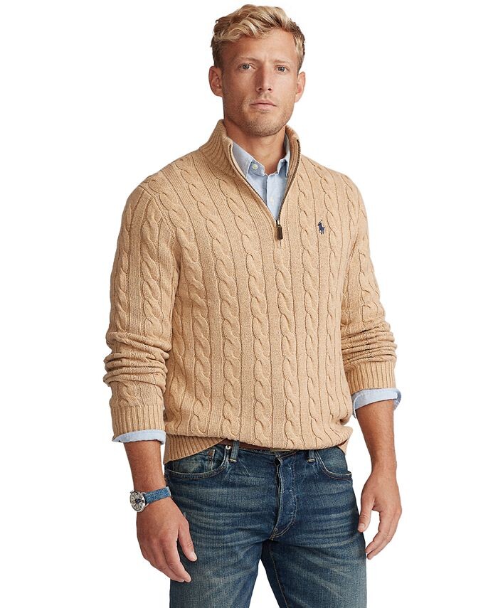 Мужской хлопковый свитер косой вязки Polo Ralph Lauren, коричневый
Мужской хлопковый свитер косой вязки Polo Ralph Lauren, коричневый