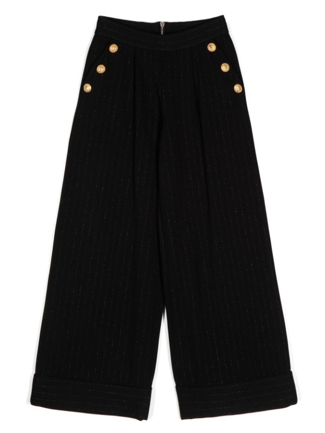 Balmain Kids брюки широкого кроя со складками, черный 
Balmain Kids брюки широкого кроя со складками, черный