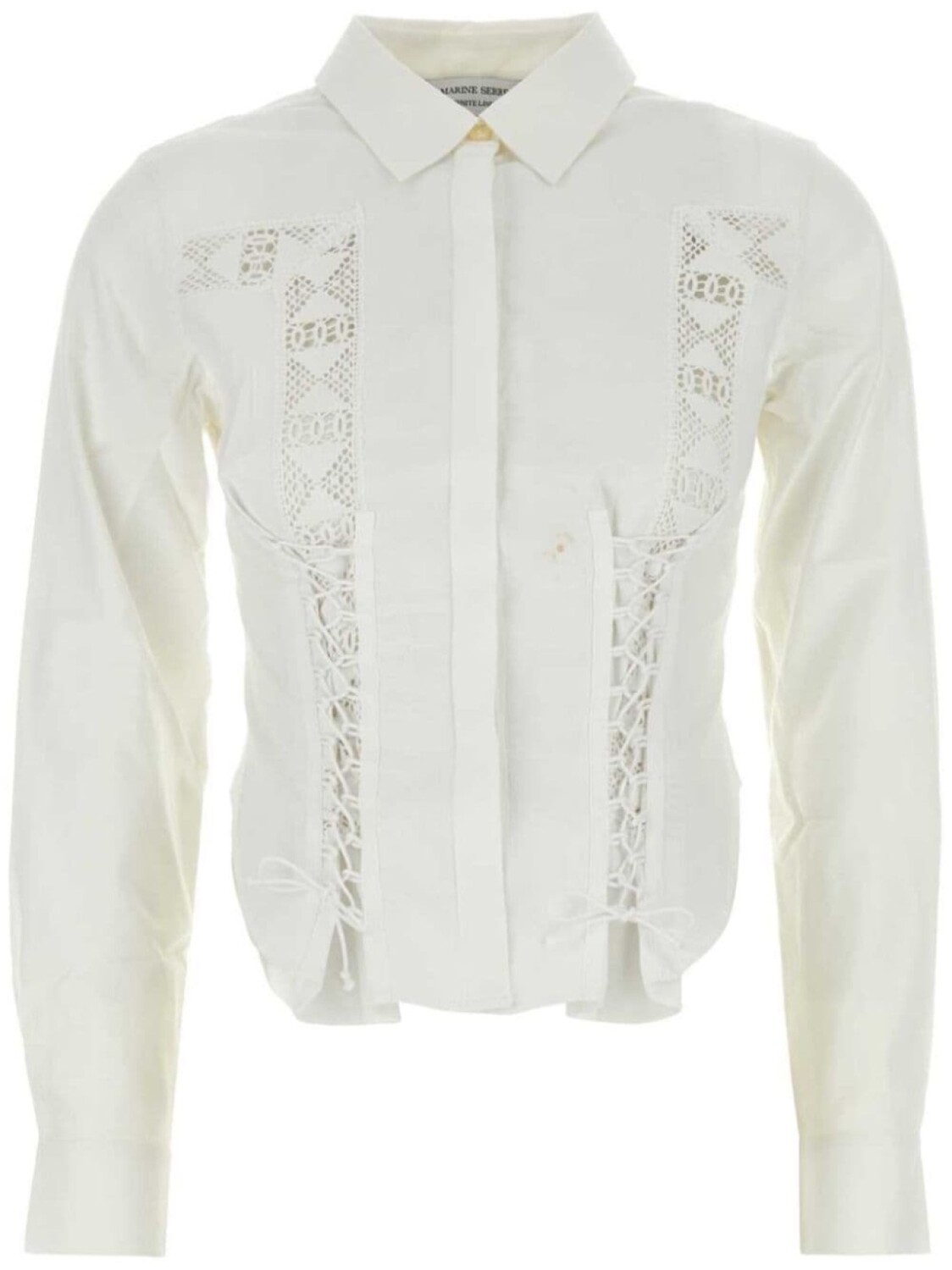 Marine Serre хлопковая рубашка в стиле корсета, белый 
Marine Serre хлопковая рубашка в стиле корсета, белый