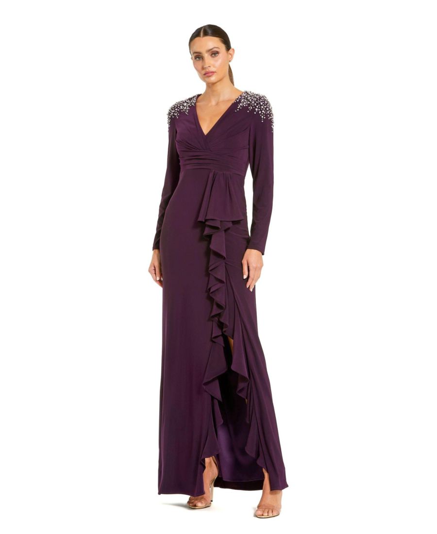 Женское платье с длинными рукавами, ниспадающими оборками и стразами на плечах Mac Duggal, Amethyst
Женское платье с длинными рукавами, ниспадающими оборками и стразами на плечах Mac Duggal, Amethyst