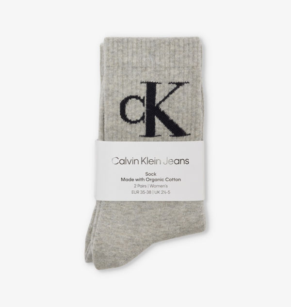 Упаковка из двух хлопковых носков в рубчик с фирменной монограммой Calvin Klein, серый
Упаковка из двух хлопковых носков в рубчик с фирменной монограммой Calvin Klein, серый