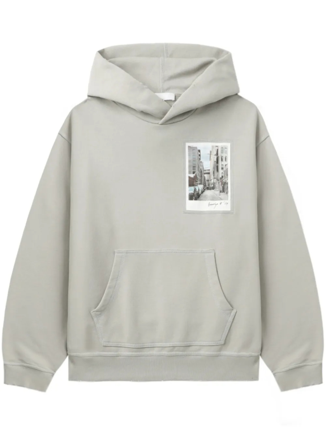Худи Post Card Hoodie: Brooklyn Helmut Lang, серый 
Худи Post Card Hoodie: Brooklyn Helmut Lang, серый