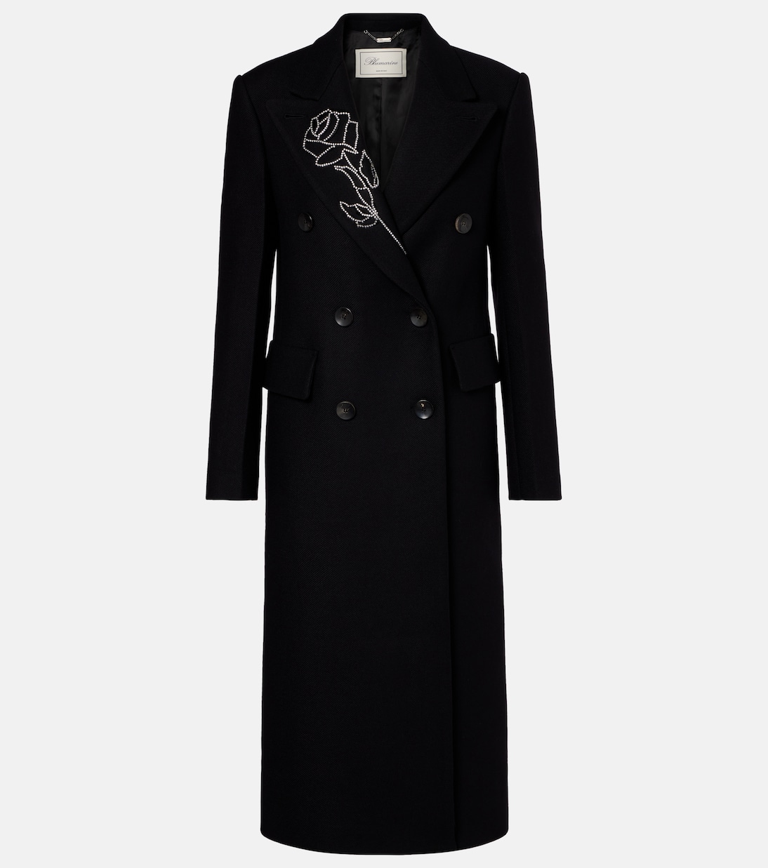 Двубортное пальто из смесовой шерсти с декором Blumarine, черный
Двубортное пальто из смесовой шерсти с декором Blumarine, черный