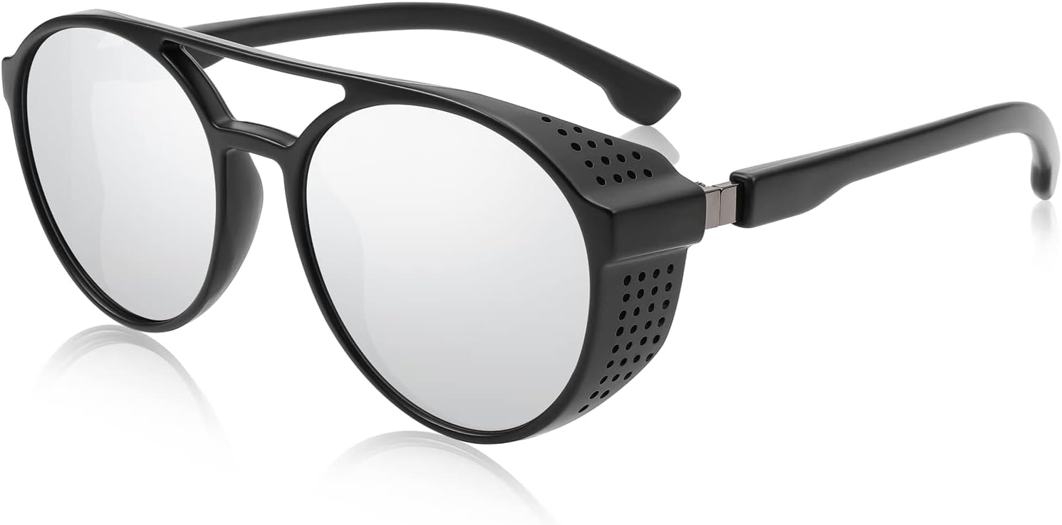 Классические солнцезащитные очки FEISEDY в стиле стимпанк для мужчин и женщин, ретро-круглые готические очки с защитой от УФ-излучения UV400, модель B2957, White Mirror Lens
Классические солнцезащитные очки FEISEDY в стиле стимпанк для мужчин и женщин, ретро-круглые готические очки с защитой от УФ-излучения UV400, модель B2957, White Mirror Lens