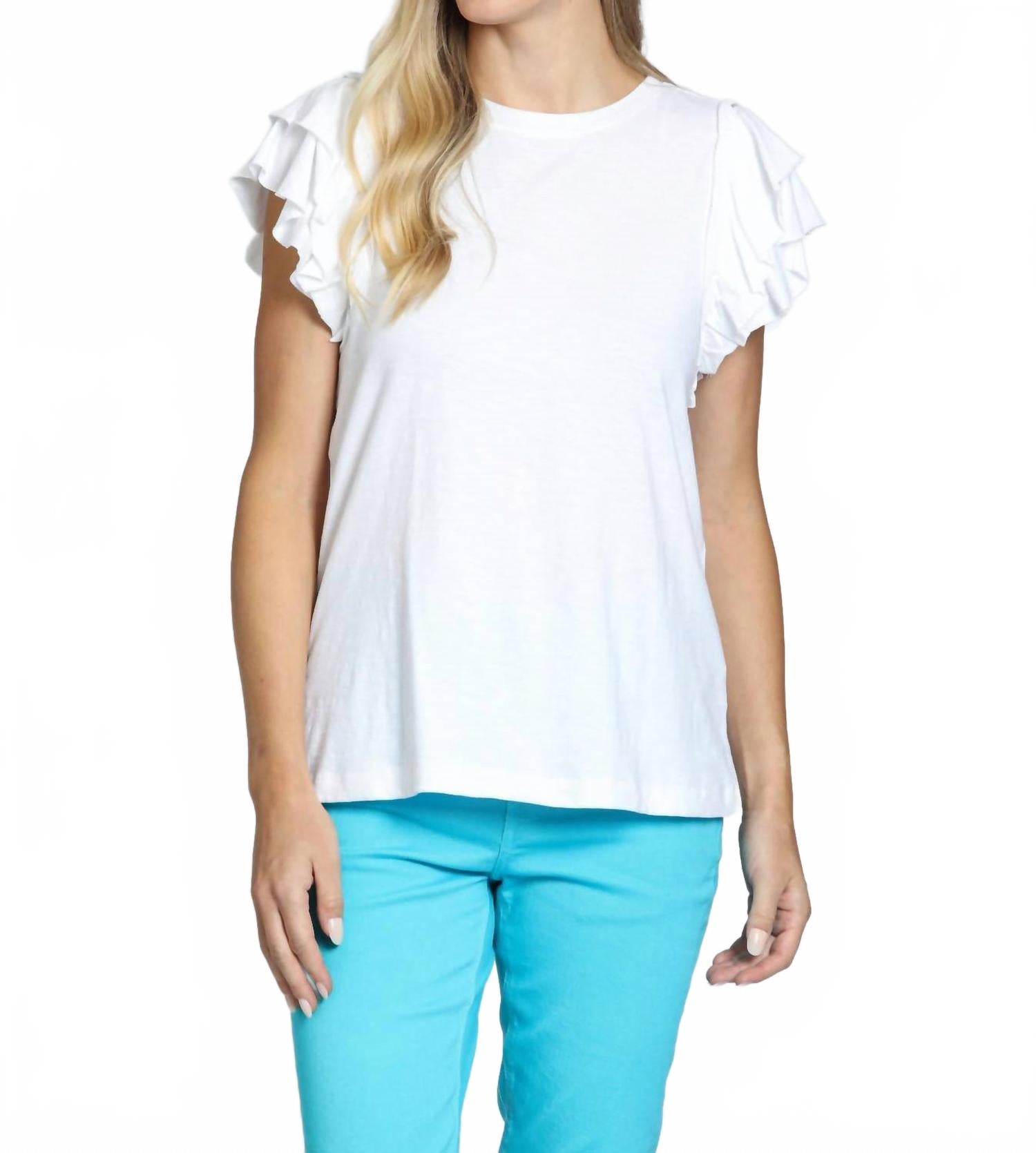 Топ с рукавами-крылышками и оборками, белый APNY
Топ с рукавами-крылышками и оборками, белый APNY