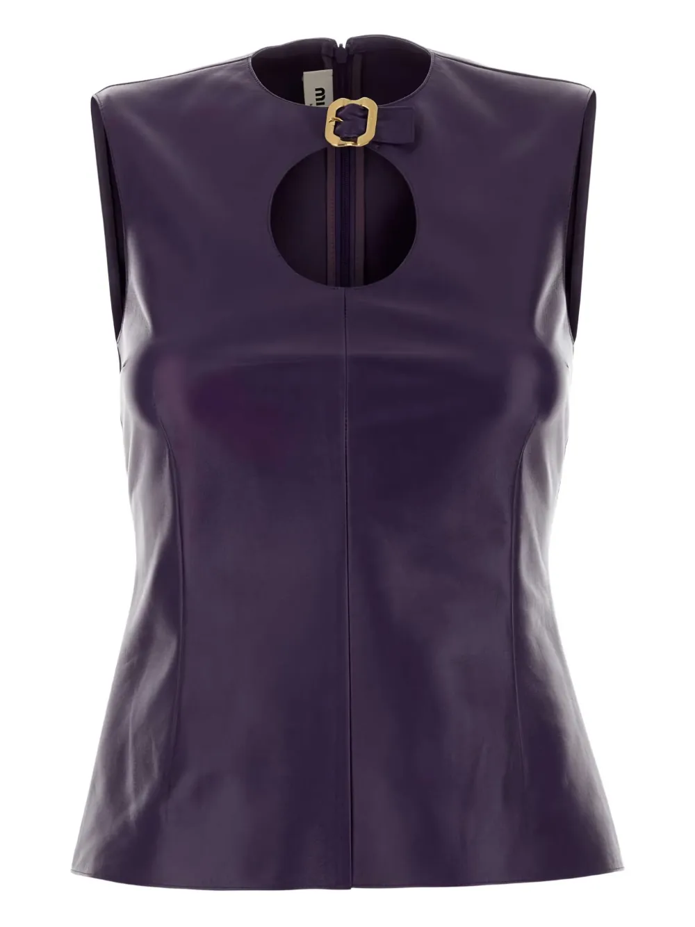 Кожаный топ с вырезами Miu Miu, фиолетовый
Кожаный топ с вырезами Miu Miu, фиолетовый