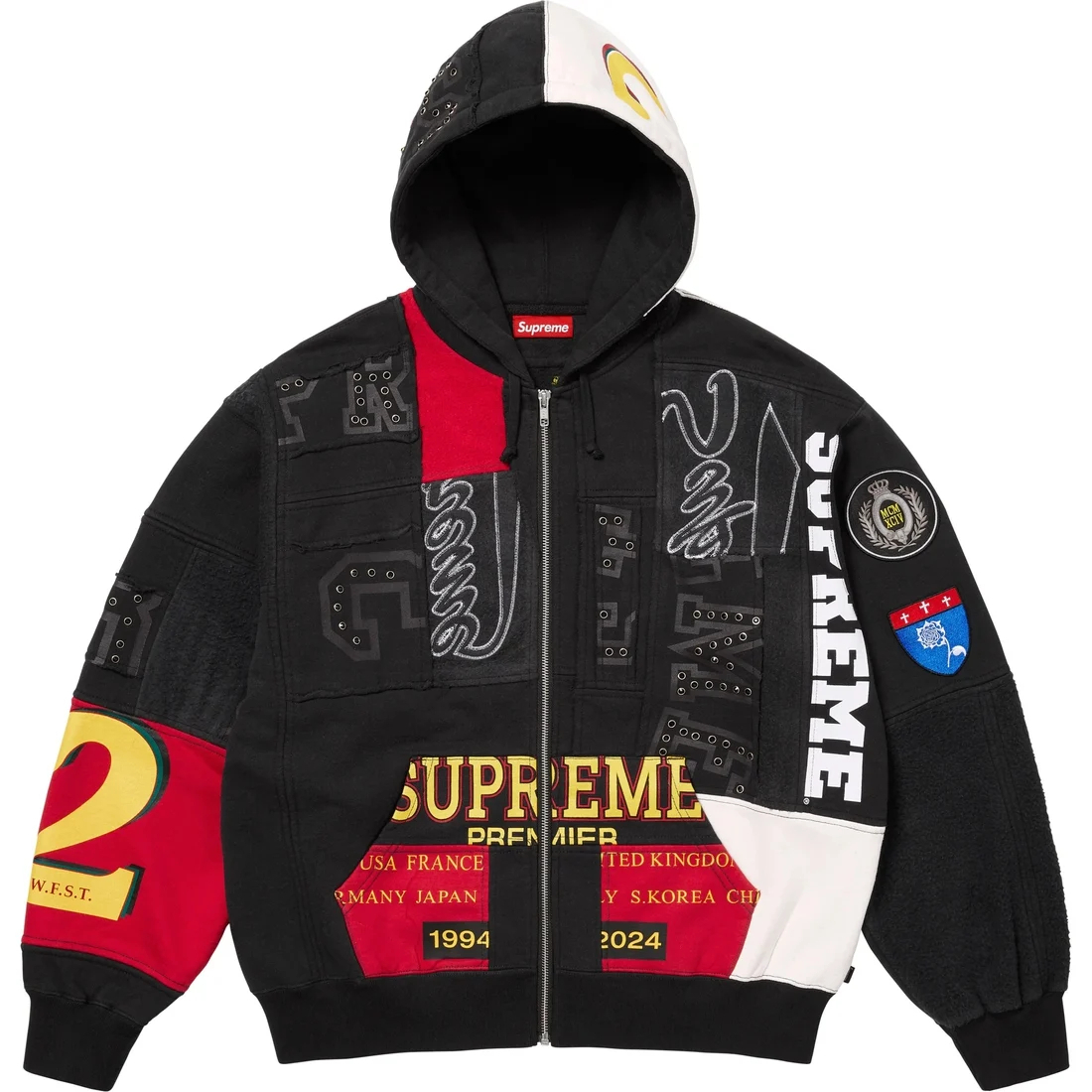 Пачворк худи с молнией Supreme, черный
Пачворк худи с молнией Supreme, черный