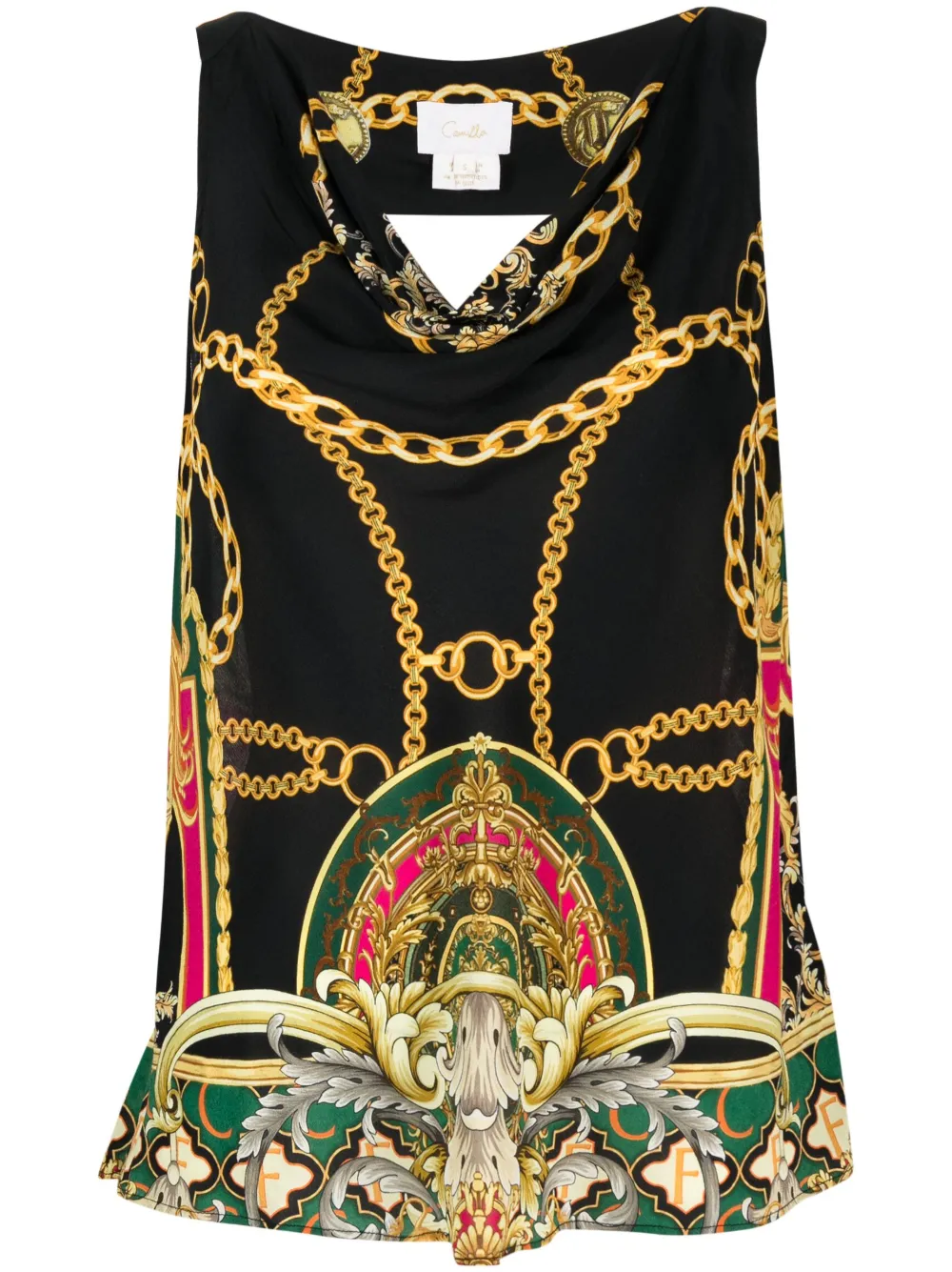 Шелковый топ с графичным принтом Camilla, черный
Шелковый топ с графичным принтом Camilla, черный