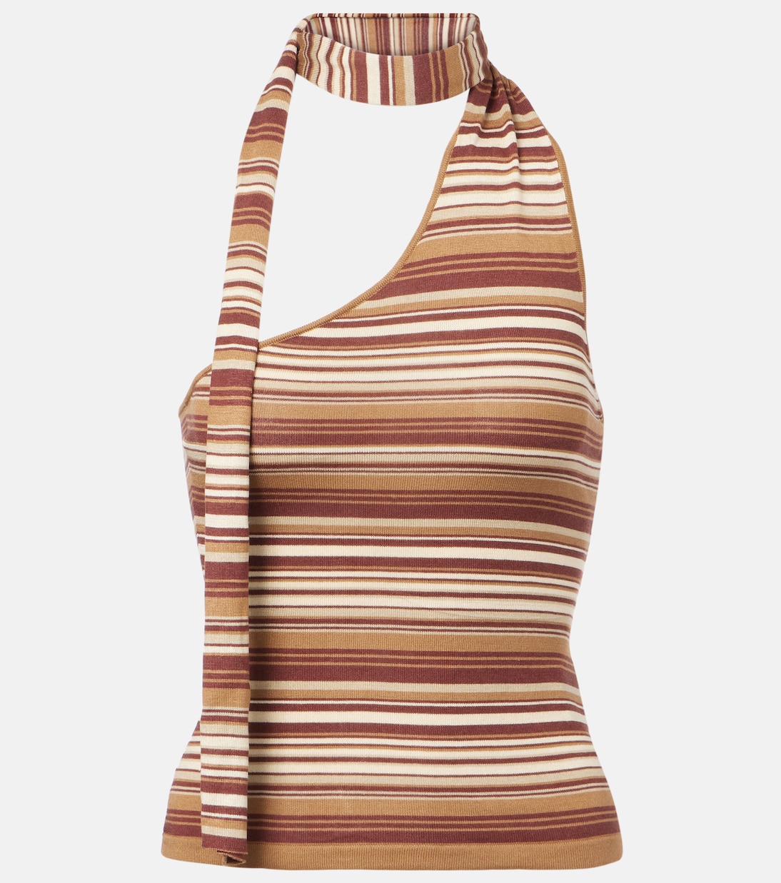 Топ с вязаными деталями из смесового шелка Aya Muse, Brown Stripe 
Топ с вязаными деталями из смесового шелка Aya Muse, Brown Stripe