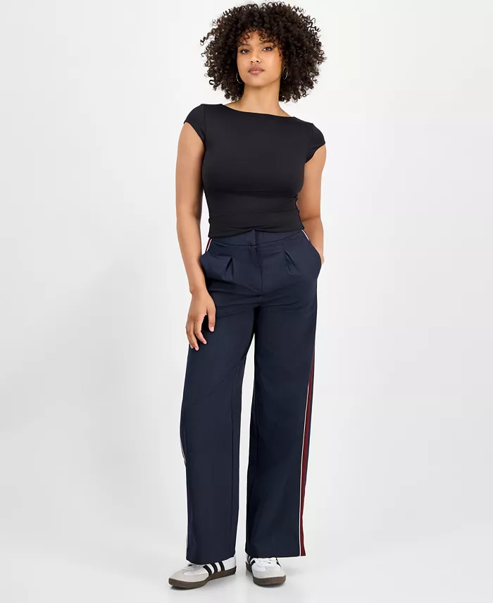 Женские брюки с боковой полосой и плиссированными широкими штанинами Bar Iii, синий
Женские брюки с боковой полосой и плиссированными широкими штанинами Bar Iii, синий