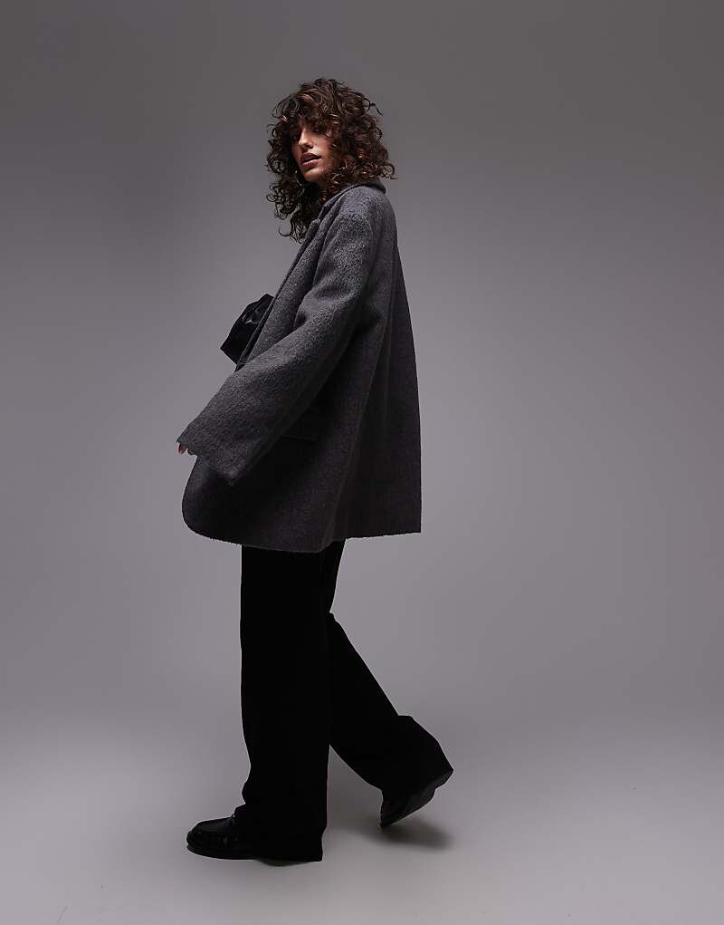 Topshop – Серое пальто из ворсованной шерсти в стиле жакета, Серый, Topshop – Серое пальто из ворсованной шерсти в стиле жакета 
Topshop – Серое пальто из ворсованной шерсти в стиле жакета, Серый, Topshop – Серое пальто из ворсованной шерсти в стиле жакета