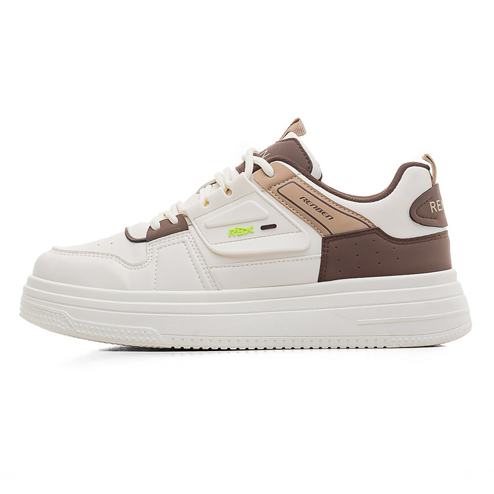 Кеды мужские, обувь для скейтбординга низкая белый/коричневый Renben
Кеды мужские, обувь для скейтбординга низкая белый/коричневый Renben