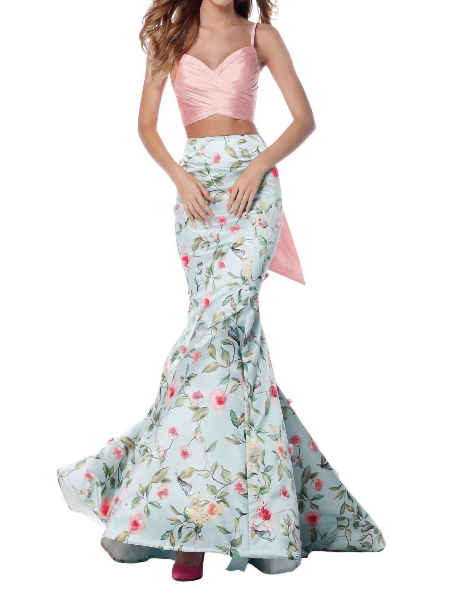 Повседневное платье из двух частей с атласным лифом с принтом цвета румян и морской волны Sherri Hill, цвет blush/aqua prin
Повседневное платье из двух частей с атласным лифом с принтом цвета румян и морской волны Sherri Hill, цвет blush/aqua prin