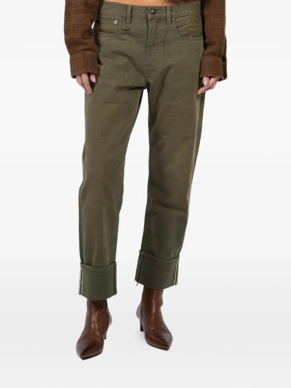 Джинсы из хлопка с подворотами R13, зеленый
Джинсы из хлопка с подворотами R13, зеленый