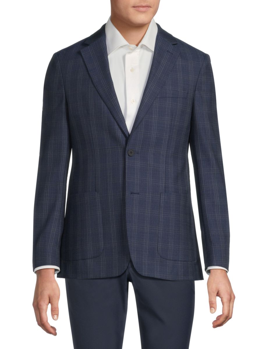 Спортивное пальто Slim Fit из шерстяной смеси в клетку Calvin Klein, синий 
Спортивное пальто Slim Fit из шерстяной смеси в клетку Calvin Klein, синий