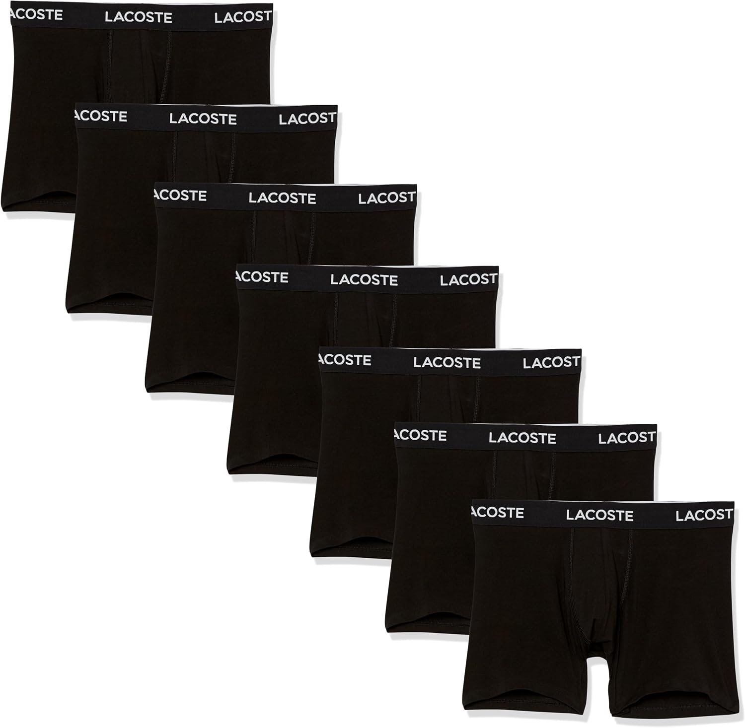 Lacoste мужские хлопковые эластичные боксеры Essentials, 7 штук, Black With Black Waistbands
Lacoste мужские хлопковые эластичные боксеры Essentials, 7 штук, Black With Black Waistbands