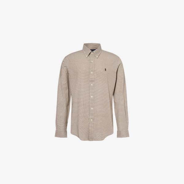 Рубашка Polo Ralph Lauren Houndstooth с логотипом, коричневый 
Рубашка Polo Ralph Lauren Houndstooth с логотипом, коричневый