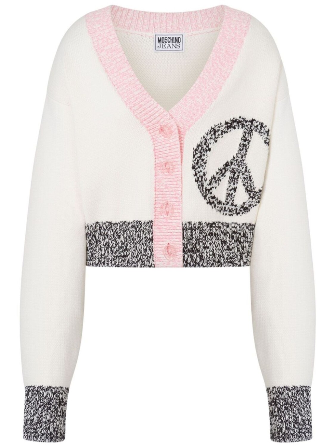Кардиган с V-образным вырезом MOSCHINO JEANS, белый 
Кардиган с V-образным вырезом MOSCHINO JEANS, белый