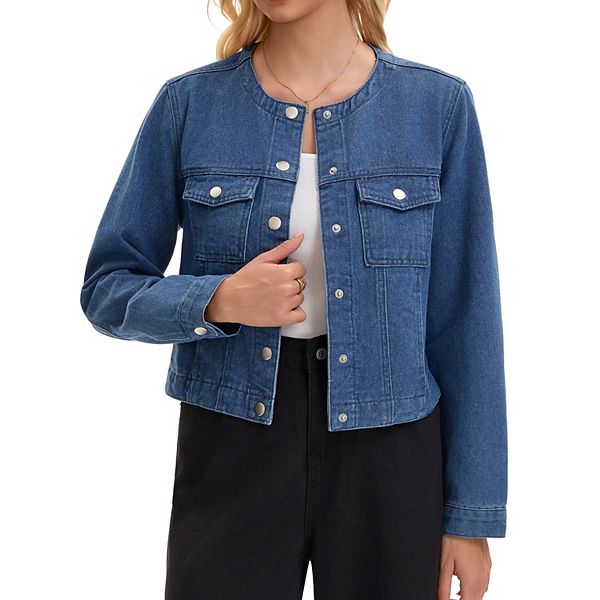 Женская укороченная джинсовая куртка без воротника в стиле вестерн Inspire Chic, Blue
Женская укороченная джинсовая куртка без воротника в стиле вестерн Inspire Chic, Blue