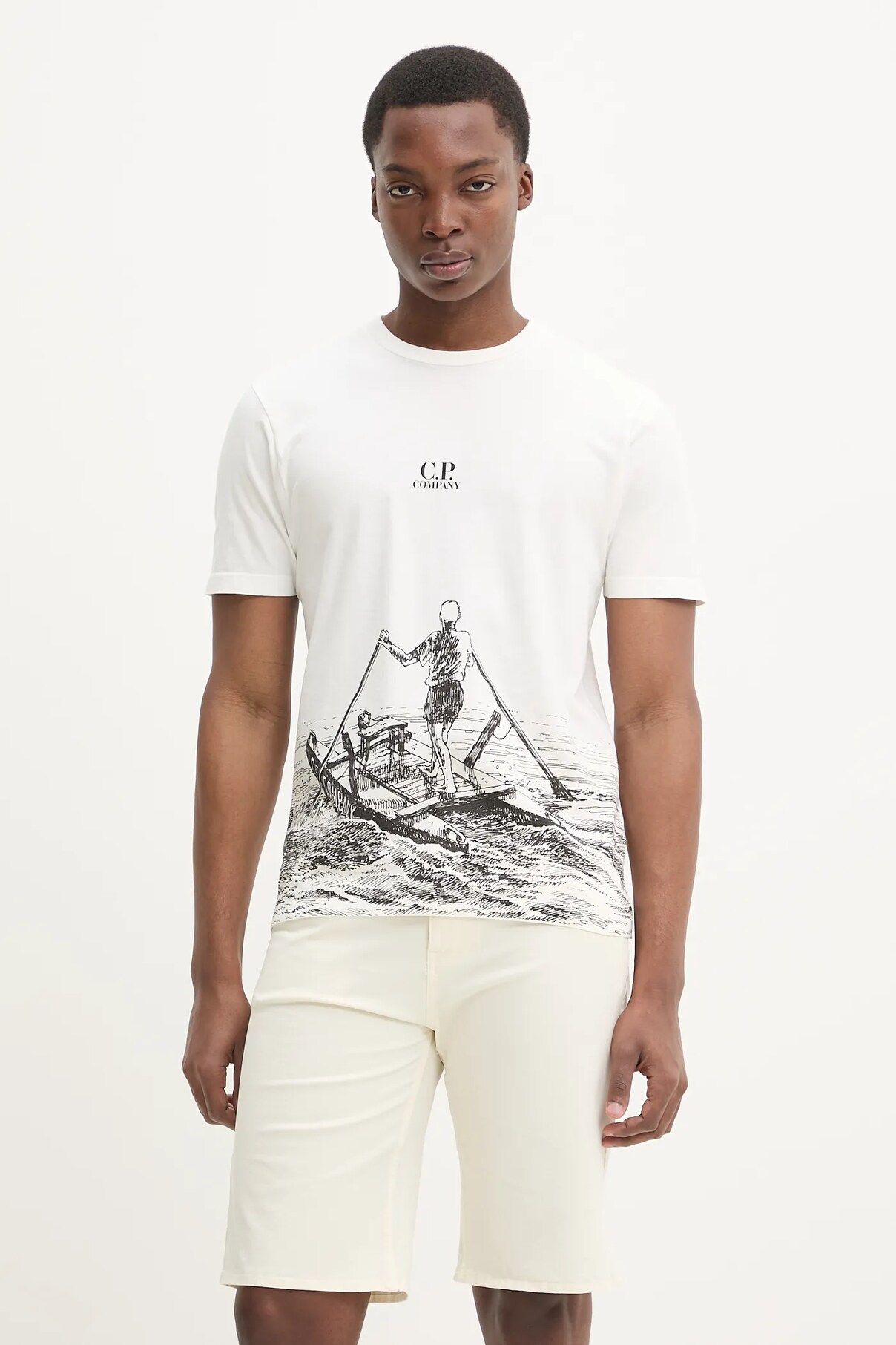 Футболка хлопковая C.P. Company, бежевый 
Футболка хлопковая C.P. Company, бежевый