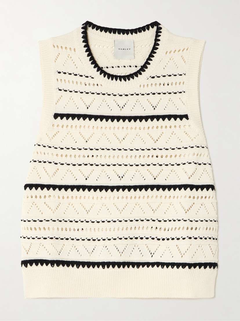 Двухцветный жилет Athena из хлопка ажурной вязки Varley, белый
Двухцветный жилет Athena из хлопка ажурной вязки Varley, белый