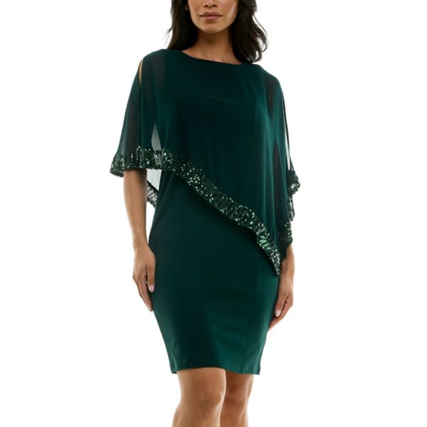 Женское платье-трапеция из шифона с помповерами Nina Leonard, цвет rich pine 
Женское платье-трапеция из шифона с помповерами Nina Leonard, цвет rich pine