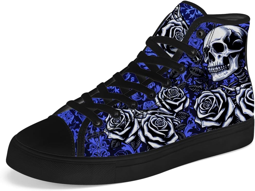 Кеды с высоким берцем Rose Skull, холщовые кроссовки с черепом на шнуровке, повседневная обувь, подарок для мужчин и женщин Chebing, синий
Кеды с высоким берцем Rose Skull, холщовые кроссовки с черепом на шнуровке, повседневная обувь, подарок для мужчин и женщин Chebing, синий