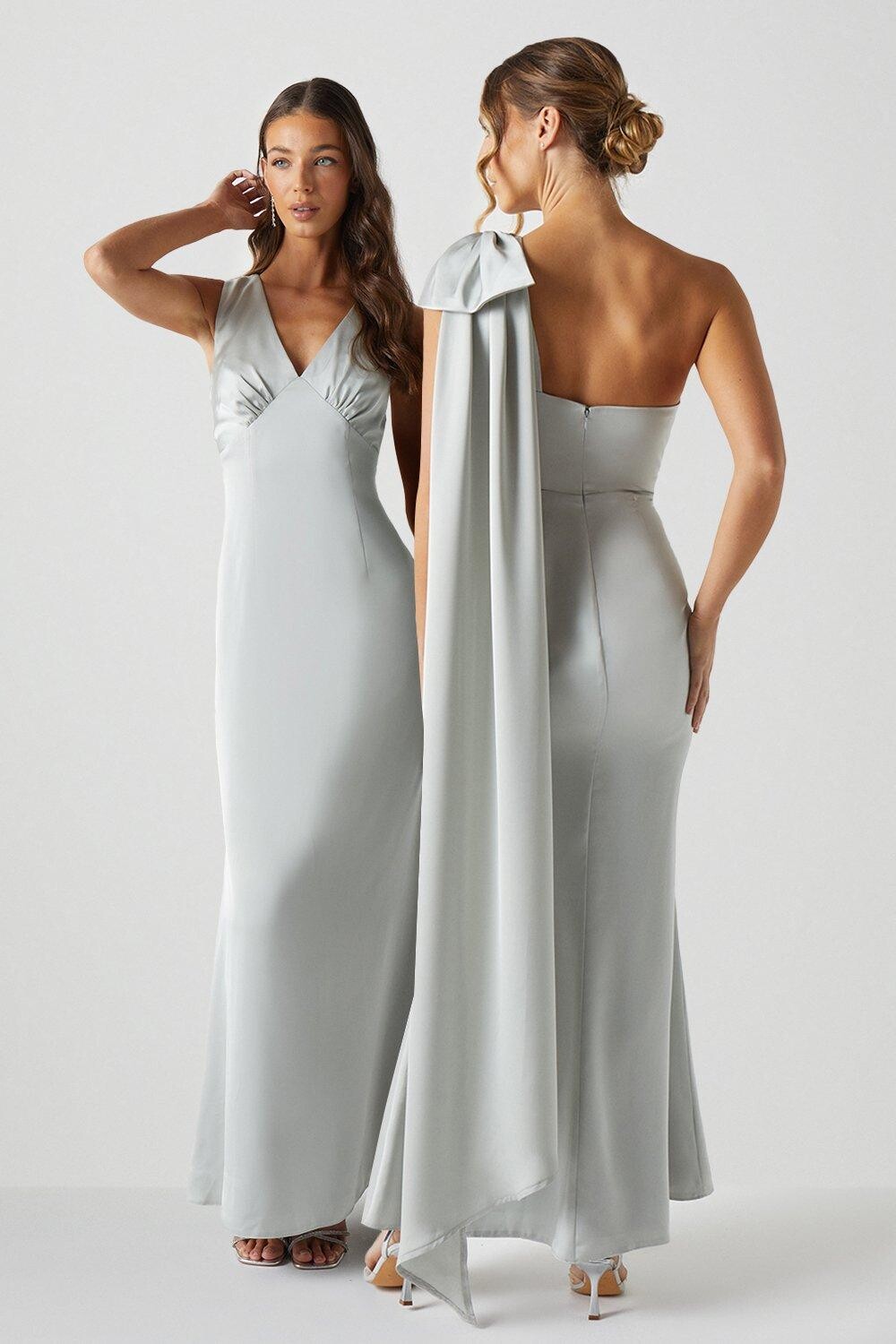 Атласное платье подружки невесты на одно плечо с бантом и драпировкой Coast, зеленый
Атласное платье подружки невесты на одно плечо с бантом и драпировкой Coast, зеленый