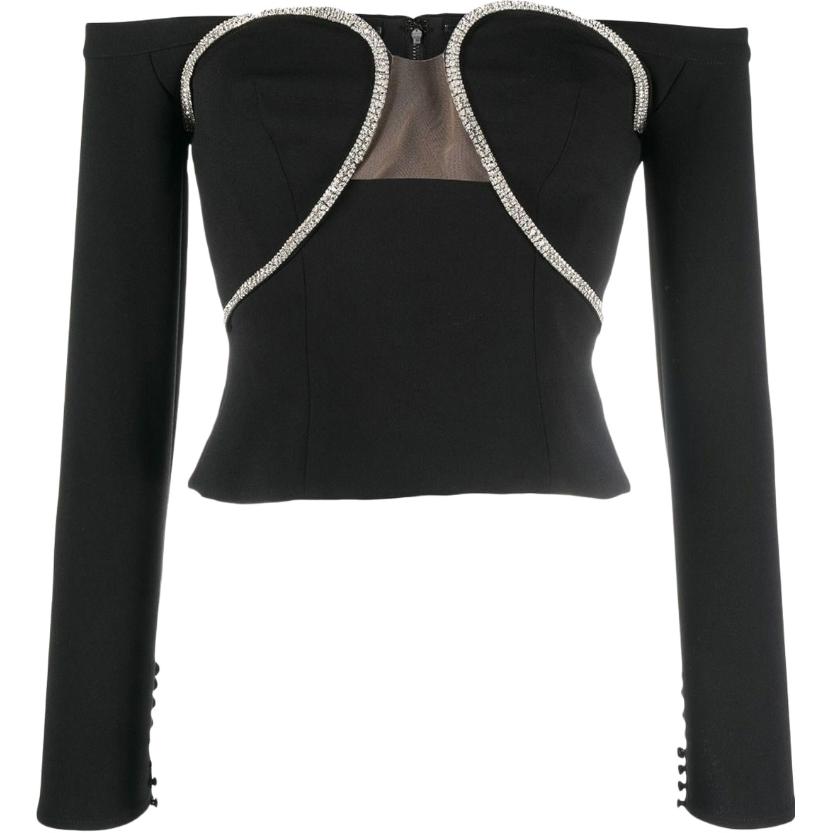 Топ с кристаллами и вырезами Self-portrait, черный
Топ с кристаллами и вырезами Self-portrait, черный